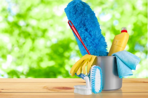 Cleaner preparing carpet cleaning equipment with safety checks